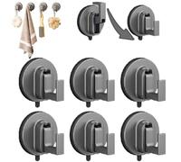 2025 Upgraded Suction Cup Hooks,Aluminum Metal Heavy-Duty Bathroom Towel Hook,Suction Cup Hooks for Wreaths on Glass,Hanger Clothes Hook for Shower,Bathroom,Kitchen,Glass,Door,Mirror,Tile (6pcs)