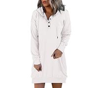 2025 Vestito Metà Lungo Donna Manica Lunga- Vestito Sexy Con Cappuccio Con Coulisse E Bottoni Casual Chic Ed Elegante Tinta unita Versatile Temperamento Streetwear Pullover Dress Autunno