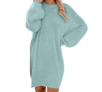 2025 Vestito Metà Lungo Donna Pullo- Abito Manica Lunga Girocollo Taglio Ampio Morbido Casual Tinta Unita Dritto Chic Ed Elegante Per Tutti I Giorni Versatile Streetwear Dress per Autunno Inverno