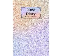 2025 Week to View Diary: Colourful Purple and Yellow Glitter Effect Design. 5.5"x8.5" size. Ideal for Personal, Business, or Student Use