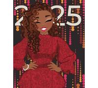2025 Weekly Planner, HORIZONTAL LAYOUT, February Doll, Black Woman with a Smile: 7.5x9.25 inches, Cute Cover Design, Standard Black & White Interior