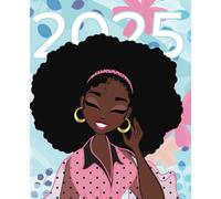 2025 Weekly Planner, HORIZONTAL LAYOUT, June Doll, Black Woman with a Smile: 7.5x9.25 inches, Cute Soft Cover Design, Standard Black & White Interior