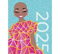 2025 Weekly Planner, VERTICAL LAYOUT, August Doll, Black Woman with a Smile: 7.5x9.25 inches, Cute Cover Design, Standard Black & White Interior