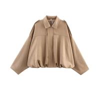 2025 Womens Faux Suede Bomber Jacket Lapel Collar Zip Front Coat Long Sleeves Trendy Y2K Streetwear Outerwear, Blouson Giacca Casual, Giubbino Estivo Donna