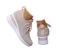 2025 Women's Glittery Rhinestone Fashion Breathable Wedge Sneakers Orthopaedic Mesh Platform Sneakers Casual Sports Shoes (1PCS/A,41)