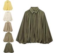 2025 Women's Puffed Bomber Jacket Oversized Streetwear Casual Batwing Sleeve Trendy Lightweight Streetwear Coats (S,Dark Green)