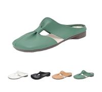 2025 Women's Soft Sole Knot Mules,Cut Out Design Flat Mules for Women,Lightweight Round Toe Backless Non-Slip Sandals (Green,36)