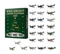 2025 WWII Aircraft Advent Calendar, 24 Mini 2D Warplane Models Ornament, 24-Day Christmas Countdown Calendar