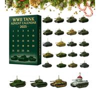 2025 WWII Tank Advent Calendar, 24 Days Christmas Countdown Calendar with Iconic WW2 Tanks, 2D Acrylic Design,Tanks Advent Calendars, Tanks Countdown Surprise Gifts for History Buffs