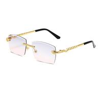 2026 2023 nuovo Polygon Randlose Sonnenbrille Frauen Retro Schlange Dekoration Klare Brillen M?nner Sonnenbrille UV400, Grigio Rosa, Taglia unica