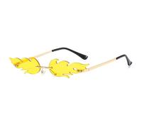 2026 2024 Flame Sun Sonnenbrille Mode UV-Schutz Frauen Randlose Irrgular Eyewear, C4 Goldgelb, Taglia unica