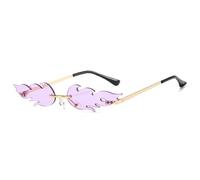 2026 2024 Flame Sun Sonnenbrille Mode UV-Schutz Frauen Randlose Irrgular Eyewear, C6 Goldviolett, Taglia unica