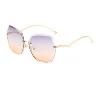 2026 2024 Neue Halbrahmen-Sonnenbrille aus Metall mit Schnittkante, modische Herren- und Damen-Sonnenbrille mit Farbverlauf und Anti-UV-Schutz, A6, Taglia unica