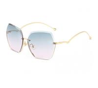 2026 2024 Neue Halbrahmen-Sonnenbrille aus Metall mit Schnittkante, modische Herren- und Damen-Sonnenbrille mit Farbverlauf und Anti-UV-Schutz, A4, Taglia unica