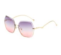 2026 2024 Neue Halbrahmen-Sonnenbrille aus Metall mit Schnittkante, modische Herren- und Damen-Sonnenbrille mit Farbverlauf und Anti-UV-Schutz, A5, Taglia unica