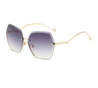 2026 2024 Neue Halbrahmen-Sonnenbrille aus Metall mit Schnittkante, modische Herren- und Damen-Sonnenbrille mit Farbverlauf und Anti-UV-Schutz, A2, Taglia unica