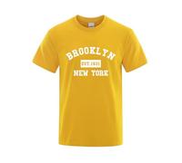 2026-2025 Uomo T-Shirt York Letter Print Uomo Casual Loose Estate Top Moda Traspirante Maglietta Blu Scuro Polo Uomo, giallo., M