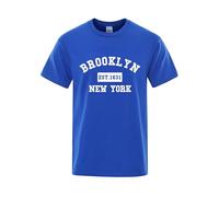 2026-2025 Uomo T-Shirt York Letter Print Uomo Casual Loose Estate Top Moda Traspirante Maglietta Blu Scuro Polo Uomo, Blu, XS