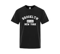 2026-2025 Uomo T-Shirt York Letter Print Uomo Casual Loose Estate Top Moda Traspirante Maglietta Blu Scuro Polo Uomo, Nero , M