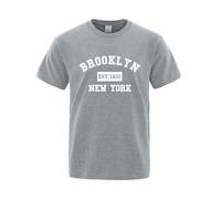2026-2025 Uomo T-Shirt York Letter Print Uomo Casual Loose Estate Top Moda Traspirante Maglietta Blu Scuro Polo Uomo, grigio., M