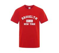 2026-2025 Uomo T-Shirt York Letter Print Uomo Casual Loose Estate Top Moda Traspirante Maglietta Blu Scuro Polo Uomo, Colore: rosso, 3XL