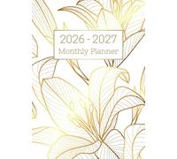 2026-2027 Monthly Planner 5x7: 2 Years Calendar Small For Women Men White Gold Leaves