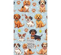 2026-2027 Pocket Calendar for Purse with Dogs pattern cover: 2 Year Pocket Planner January 2025 - December 2026
