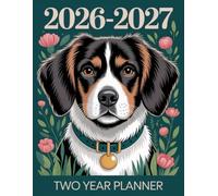 2026-2027 Two Year Planner: Dog Animal themed Cover 2 Page Spreads With Monthly Calendar Grids 24 Month Organizer Schedule Address Contact Notes