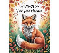 2026-2027 Two Year Planner: Fox Animal themed Pattern Cover 2 Page Spreads With Monthly Calendar Grids 24 Months Organizer