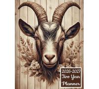 2026-2027 Two Year Planner: Goat Animal themed Cover Design 2 Page Spreads With Monthly Calendar Grids 24 Month Organizer Diary