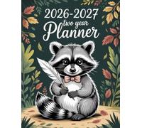 2026-2027 Two Year Planner: Raccoon Animal Themed Cover Cover 2 Page Spreads With Monthly Calendar Grids 24 Month Organizer Diary Contact Address