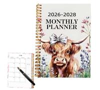 2026-2028 Monthly Planner | 50 Page- Spiral Binding Daily Notepad, Cattle Agenda Book For Kids, Writing Tasks, Office Work, School Notes, Home Organization, Friends Planning, Holiday Events,