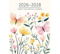 2026-2028 Three Year Monthly Planner: Large 3 Year Organizer (2026-2027-2028) from January to December with Holidays| Two Pages Per Month to View|36 ... 8.5x11 - A4)| Floral and Butterflies Cover