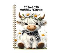 2026-2030 Planner, Portable Cow Monthly Calendar Schedule Journal | 21x14cm Spiral Journal Notebook for Student, Home, Office, Animal Lover, Goal
