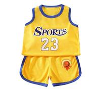 2026 3Pc Gioventù Pallacanestro Leggero Ragazzi Ragazze Moda Tank Top Track Pantaloncini Calzini Set, Giallo, 3-4 Anni