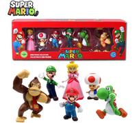 2026 6 pz Super Mario Bros PVC Action Figure Giocattoli Bambole Modello Set Luigi Yoshi Donkey Kong FungoPer I Bambini Regali Di Compleanno