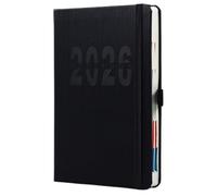 2026 A5 Planner Calendar (5.6"x8.3"), Goal Setting Daily Monthly Notebook with Tabs, Weekly Planner Notebook, Thick Paper Organizer for Busy Families, Home, School & Office (Black)