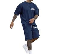 2026 abiti casual da uomo estivi giacca e pantaloni leggeri con stampa a lettere set abbigliamento quotidiano comodo lavabile in lavatrice, Marina Militare, 3XL