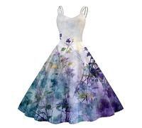 2026 abiti da cocktail per le donne senza maniche lunghezza al ginocchio retrò una linea svasata swing formale Prom Party Dress, Viola, XL