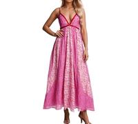 2026 Abiti Estivi per le Donne Senza Maniche Lunga Camicia da Notte Piena Slip Camicia Da Notte Morbido Camicia Da Notte Scollo A V, Rosso, S