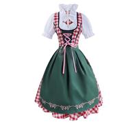 2026 Abito bavarese Oktoberfest da donna tradizionale tedesco per feste della birra stile pantaloni in pelle, costume da fiore ricamato, perfetto per feste a tema e Halloween, Colore: rosso, L