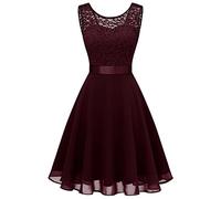 2026 - Abito da damigella d'onore corto in pizzo floreale femminile al ginocchio Abito da festa swing abito nero lungo al ginocchio Elegante glitter, RD2, XXL