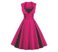 2026 Abito da donna con maniche a cuore pannello corte plus size lungo gotico, Rosa acceso, XL