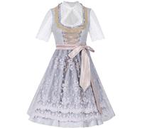 2026 Abito da donna medio lungo camicia grembiule set tre pezzi abito da Oktoberfest tedesco costumi cosplay per le donne per il sesso (grigio, L)