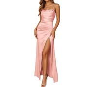 2026 Abito da sera da donna, scollo a V, design scavato, adatto per l'uso quotidiano e le vacanze, perfetto per l'estate, combinabile con tacchi alti, a mano e a festa da donna, Rosa chiaro., S