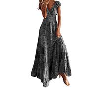 2026 - Abito da sera elegante da donna, linea ad A, gonna boho casual, maxi abito da festa, mini abito nero sexy, grigio., XXL