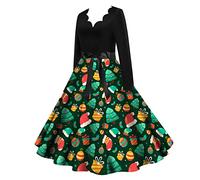 2026 Abito da tè classico da donna a maniche lunghe con scollo a V abito con cintura swing cocktail abiti da festa, grigio., M