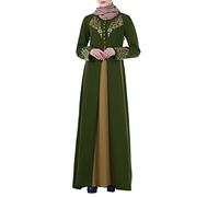 2026 Abito Donna Dubai Arabo Musulmano Abaya Manica Lunga Robe Islam Pizzo Per Le Donne Abbigliamento Musulmano, verde, XXL