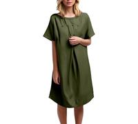 2026 Abito estivo da donna Abiti casual da donna Elegante abito quotidiano con bottoni per lo stile primaverile stagionale estivo, verde, S