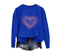 2026 Accoglienti Felpe per Donna Felpa Carino Love Heart Lollipop Graphic Shirt Manica Lunga Girocollo Pullover Top Camicetta Regali, Blu, XXL